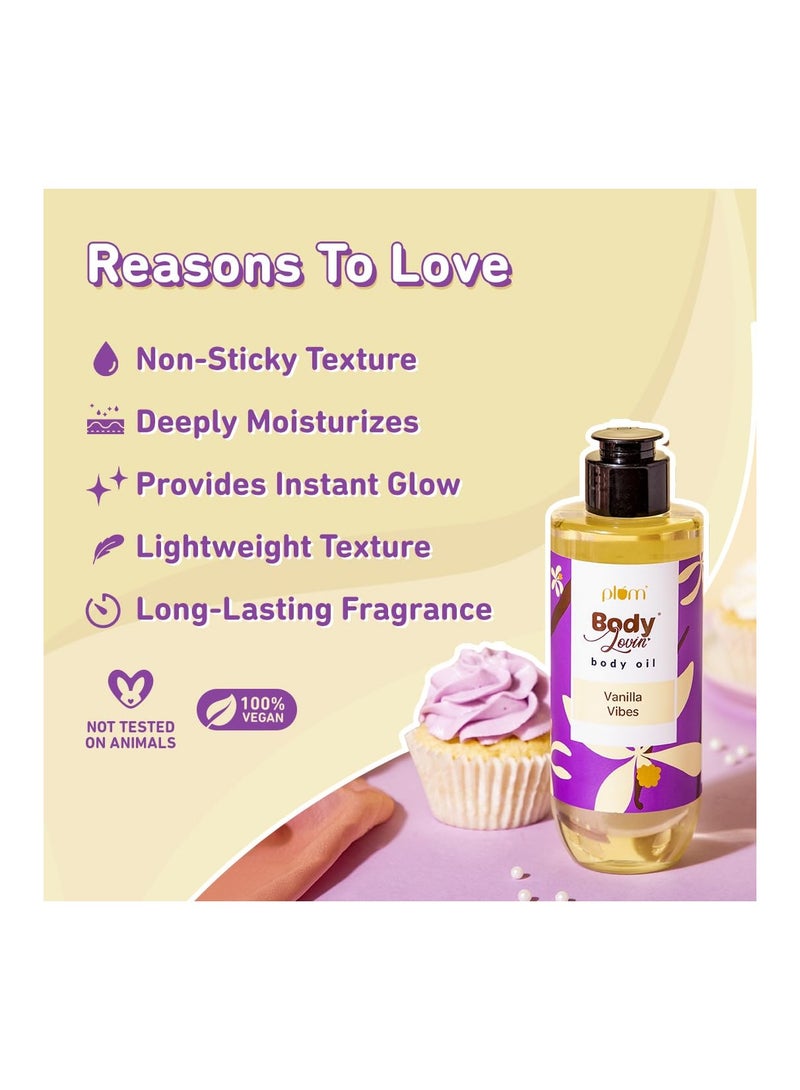 بلوم زيت الجسم بودي لوفين فانيليا فايبس | رطوبة مكثفة وتوهج فوري | عطر الفانيليا الدافئ طويل الأمد | غير دهني وخفيف الوزن | بشرة ناعمة ومغذية | للبشرة الجافة إلى الجافة جدًا (200 مل) - Image 3