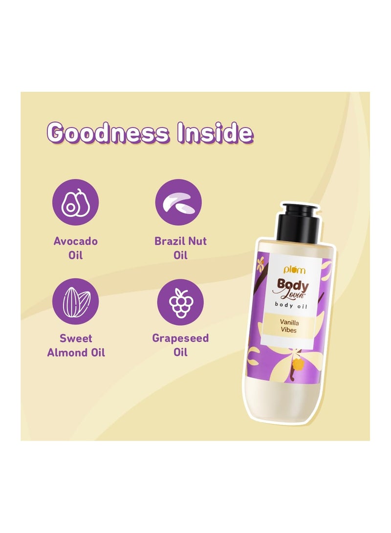 بلوم زيت الجسم بودي لوفين فانيليا فايبس | رطوبة مكثفة وتوهج فوري | عطر الفانيليا الدافئ طويل الأمد | غير دهني وخفيف الوزن | بشرة ناعمة ومغذية | للبشرة الجافة إلى الجافة جدًا (200 مل) - Image 4