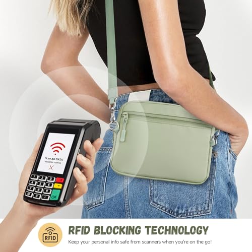 Dadanism 6-7 Inch Protective Padded Sleeve Bag Carrying Case with Shoulder & Wristlet Strap for 7" Kindle Paperwhite/Kindle Colorsoft, 6" Kindle/Kobo Clara Colour, with RFID Blocking Card Slot, Sage - Image 5