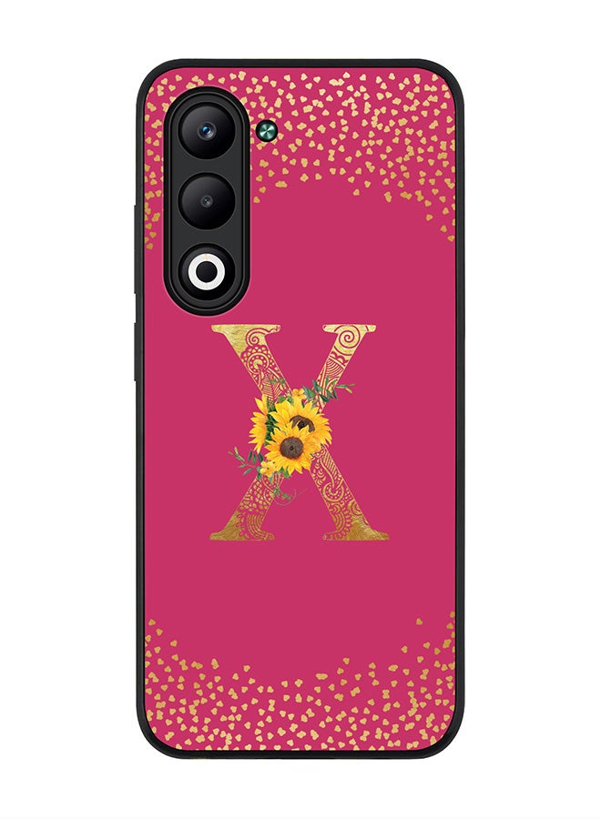 Stylizedd For Oppo A5 5G / A5 4G Case,Slim fit Camera Protection, Shockproof Thin Phone cover  - Custom Floral Monogram - X ( Deep Pink )