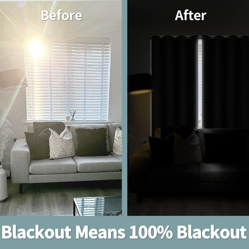 BGment Short 100% Blackout Curtains for Bedroom  Thermal Insulated Energy Efficiency Noise Reducing Grommet Curtains 45 Inch Length with Liner for Small Window 2 Panels Each 52 Inch Wide  Dark Grey - Image 3