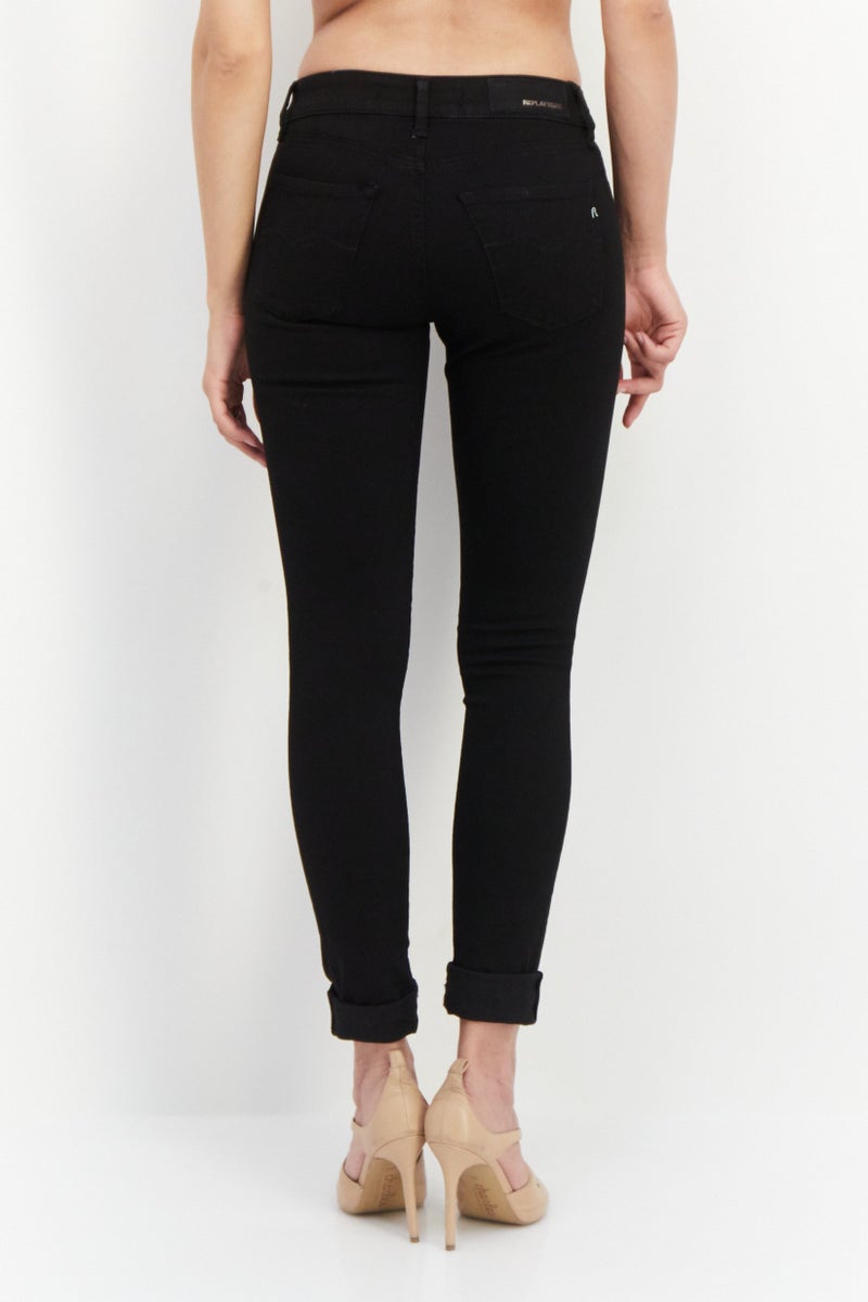 Replay Women Skinny Fit Solid Stretchable Jeans, Black - Image 3