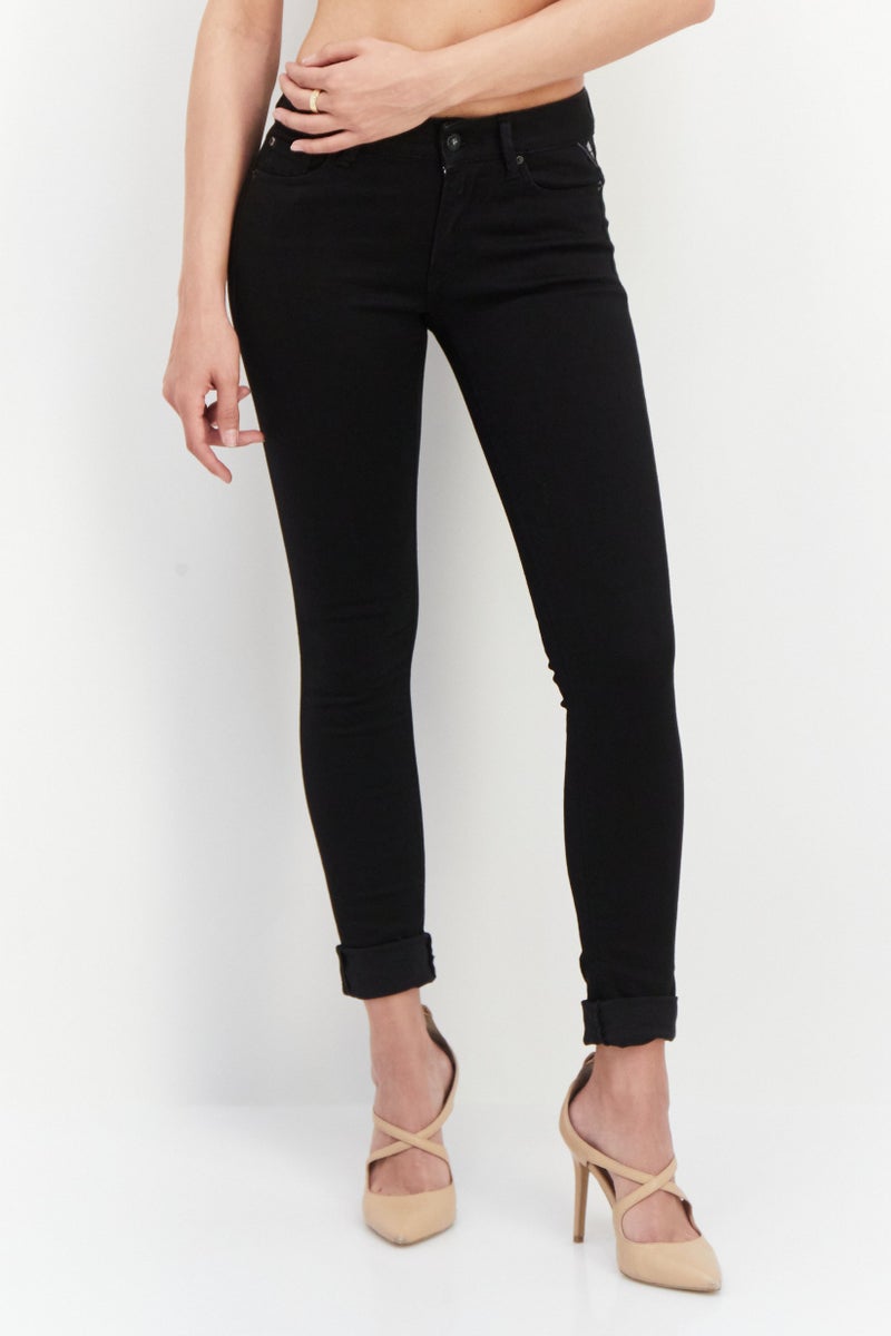 Replay Women Skinny Fit Solid Stretchable Jeans, Black - Image 1