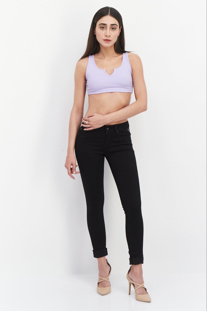 Replay Women Skinny Fit Solid Stretchable Jeans, Black - Image 2
