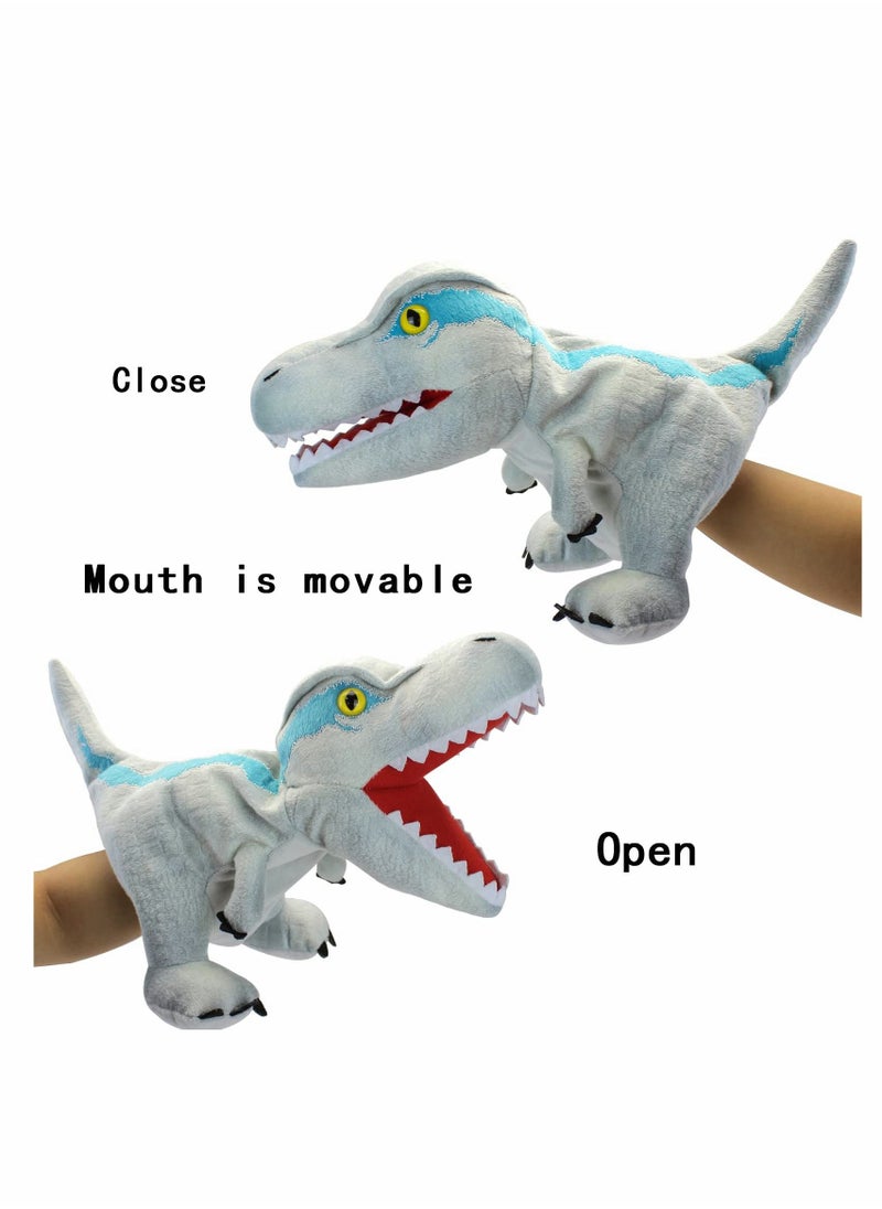 KASTWAVE Dinosaur Hand Puppets, Velociraptor Jurassic World Stuffed Animal Cute Soft Plush Toy, Open Movable Mouth Finger Gift, Birthday Gifts for Kids, Creative Role Play  - Image 3