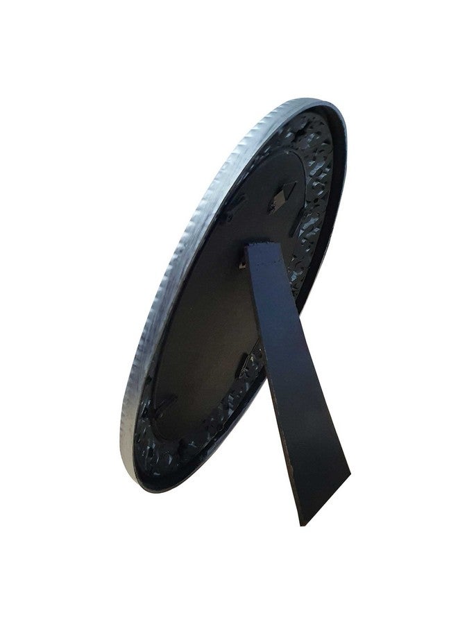 شارع الفن مرآة معدنية فضية الشكل توضع على الطاولة على شكل بيضاوي، مرآة محمولة للمكياج (الحجم - 8.5 × 6.5 بوصة) - Image 5