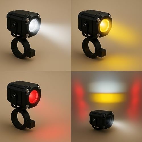 Autozap 2 PCS MOTORCYCLE MINI DRIVE FOG LED LIGHT WHITE, YELLOW, RED DEVIL EYE + STROBE MODE LED WITH HIGH/LOW BEAM SPOT LIGHT (UNIVERSAL OF BIKE) PACK OF 2 - Image 2