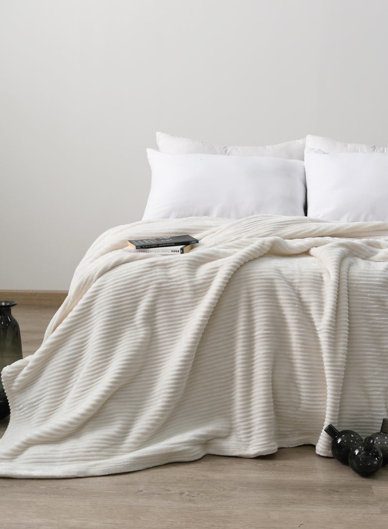 MORANO Morano Fluffy Blanket Dyed Model 220X240Cm, Ultra Soft Polyester Textured Stripe Effects, Lightweight and Cozy  - Image 1