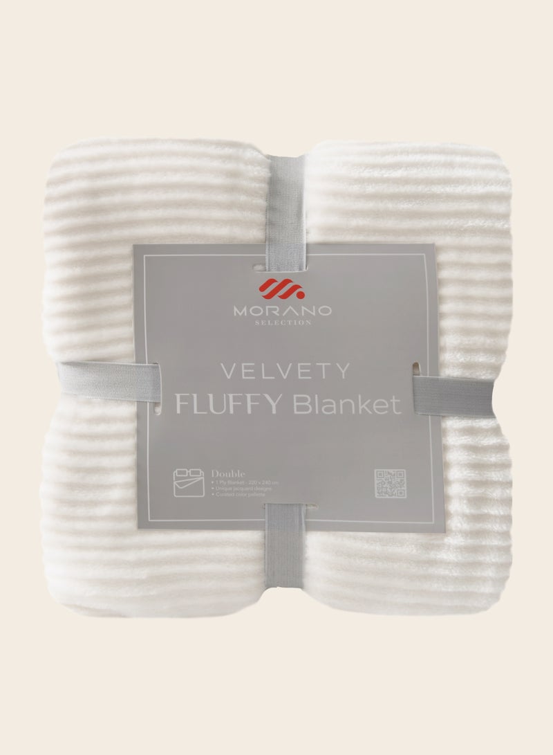 MORANO Morano Fluffy Blanket Dyed Model 220X240Cm, Ultra Soft Polyester Textured Stripe Effects, Lightweight and Cozy  - Image 2