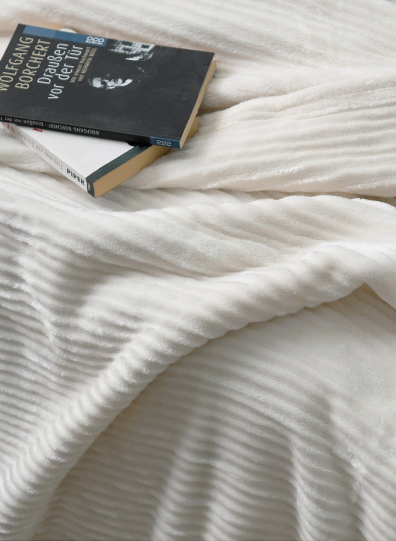 MORANO Morano Fluffy Blanket Dyed Model 220X240Cm, Ultra Soft Polyester Textured Stripe Effects, Lightweight and Cozy  - Image 3