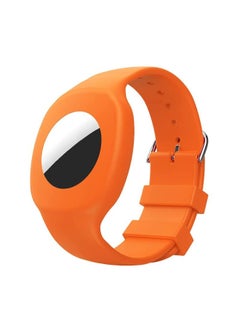 Applicable Airtags Protective Case For Apple Tracker Tracker Silicone Children's Watch Strap Airtag Protective Case-Color:Orange Silicone Airtag Watch Case