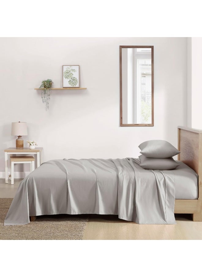 Generic - Brielle Home 400 Thread Count Solid 100% Cotton Sateen Sheets Collection, KING, VAPOR GREY - Image 1
