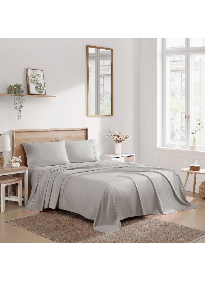 Generic - Brielle Home 400 Thread Count Solid 100% Cotton Sateen Sheets Collection, KING, VAPOR GREY - Image 1