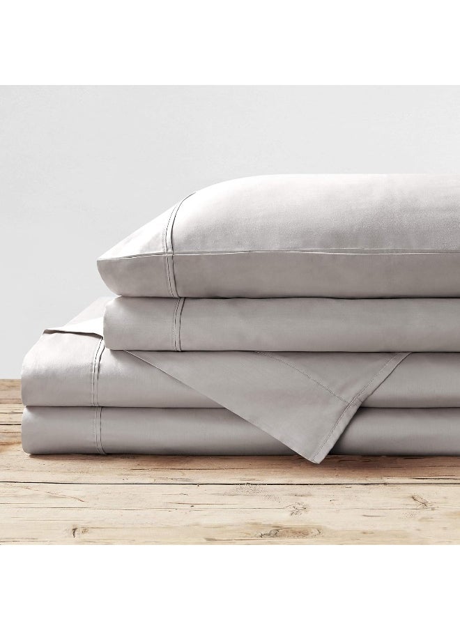 Generic - Brielle Home 400 Thread Count Solid 100% Cotton Sateen Sheets Collection, KING, VAPOR GREY - Image 1