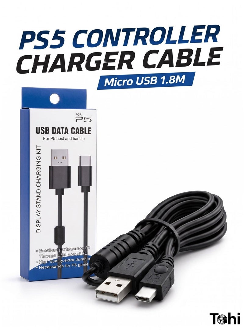 Tohi PS5 Controller Charger Cable USB-C 1.8M Charging Power Cable for PlayStation  PS5/ PS5 Slim/ PS5 Pro controllers Gamepad Charger Cord Line - Image 1