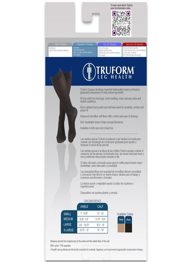 Truform Women's Compression 15-20 mmHg Knee High Open Toe Stockings Beige, Large, 2 Count - Image 3