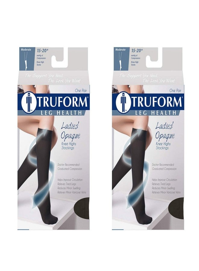 Truform Women's Compression 15-20 mmHg Knee High Open Toe Stockings Beige, Large, 2 Count - Image 2