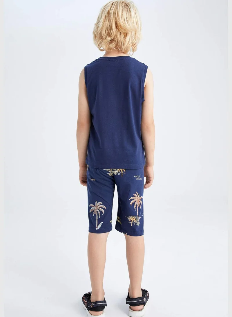 DeFacto Regular Fit Sleeveless Palm Print Loung Set