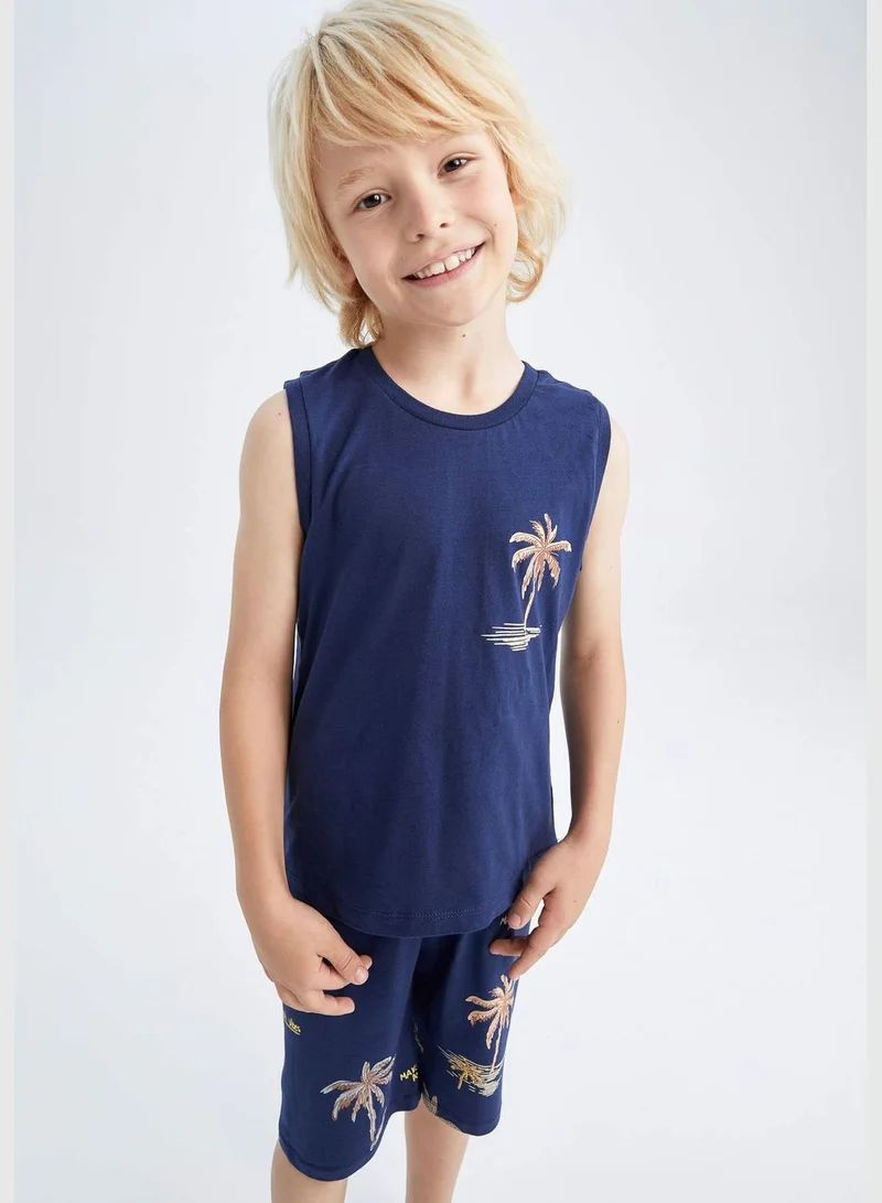 DeFacto Regular Fit Sleeveless Palm Print Loung Set