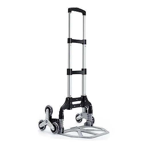 Aloxe Folding Portable Stair Climbing Cart Trolley: Portable Luggage Trolley w/Adjustable Handle, Bungee Cord Tri-Wheel, Hand Truck, Lightweight Dolly cart, Luggage Moving for Home & Office. - Image 1