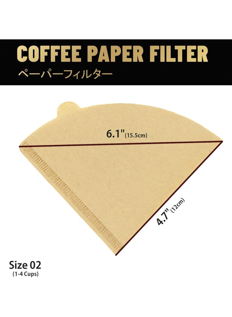 Oasisgalore 100-Pack V-Shaped Unbleached Paper Coffee Filters for V60 Coffee Maker - Disposable Cone Drip (2-4 Servings) - Image 3
