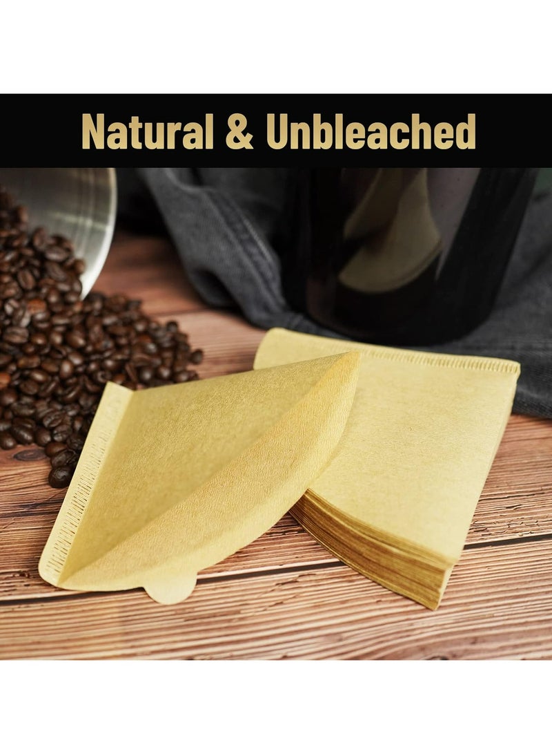 Oasisgalore 100-Pack V-Shaped Unbleached Paper Coffee Filters for V60 Coffee Maker - Disposable Cone Drip (2-4 Servings) - Image 4