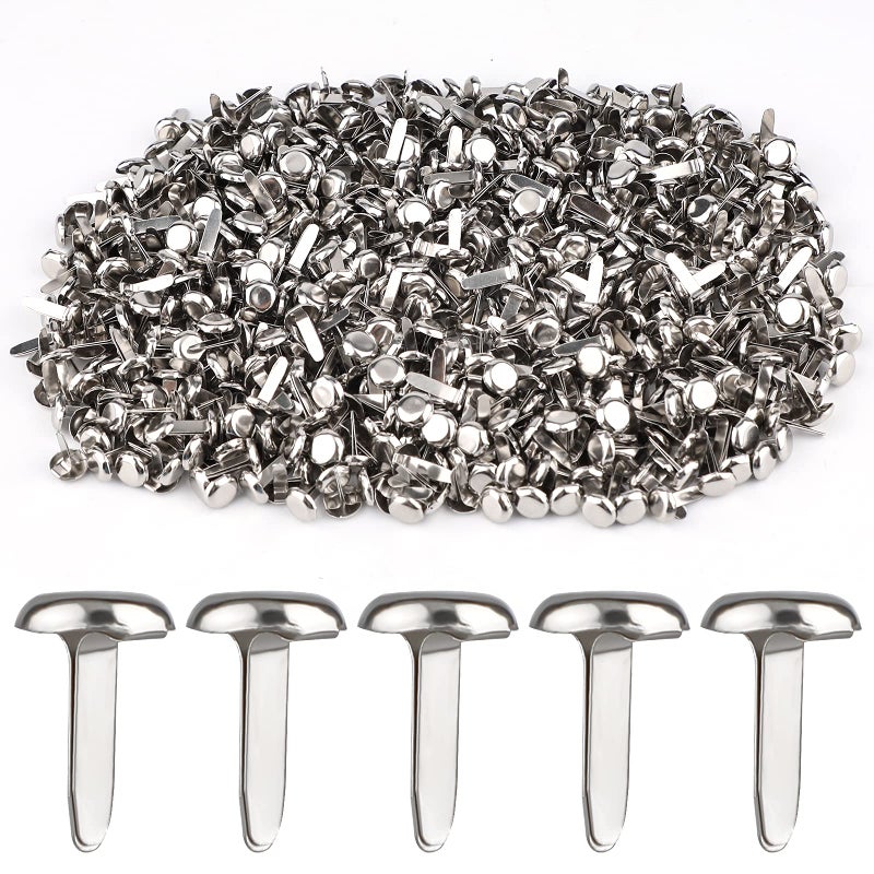 AIEX AIEX 600 Pieces Metal Paper Fasteners Round Copper Fasteners Split Pins for DIY Projects Scrapbooking Office 12 x 8 mm Silver 