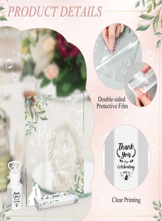 Realspring 102 Pcs Wedding Mini Bubble Gifts with 100 Mini Double Heart Bubble & Acrylic Wedding Display Board & Stand - Image 4