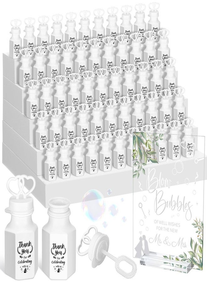 Realspring 102 Pcs Wedding Mini Bubble Gifts with 100 Mini Double Heart Bubble & Acrylic Wedding Display Board & Stand - Image 1
