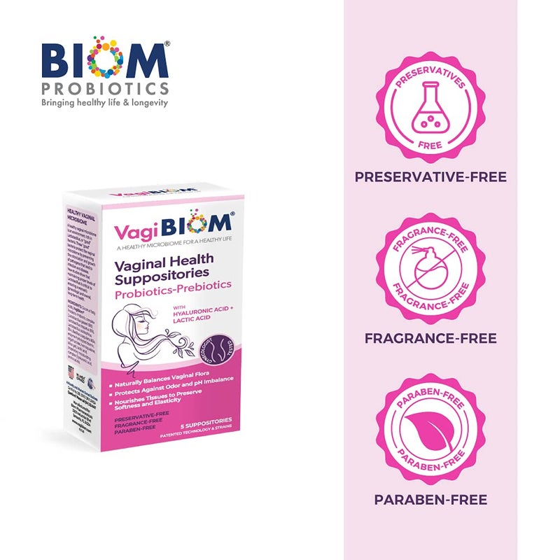 VagiBiom تحاميل فاجي بايوم لبكتيريا حمض اللاكتيك توازن الفلورا الميكروبية والتحكم في الروائح نظام توازن وتغذية الفلورا الصحية خالية من البارابين وخالية من المواد الحافظة - Image 5