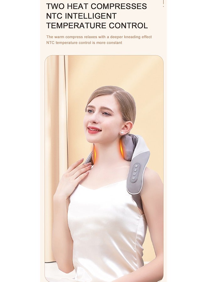 Loquat Mini Kneading Neck Massager Shoulder And Neck Hot Compress Massager Trapezius Massage Free Hands - Image 2