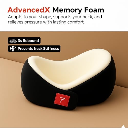 Trajectory Travel Neck Pillow Memory Foam with Eye Mask and Carry Bag 3in1 Combo for Sleeping in Airplane Flight, Cab, Car, Train, Bus for Men and Women Grey(As seen on Shark Tank) - Image 5