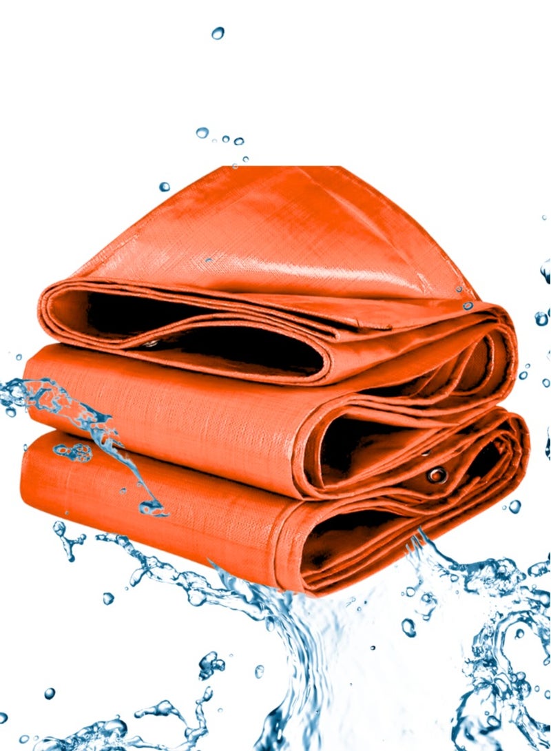 Orange Tarpaulin | 9 x 9 Ft | Durable All-Weather Protection | Sunlight-Resistant | Flame-Retardant | Strengthened Poly Material | Versatile for Tents, Building Sites, Landscaping, Water Protection, Exterior Applications - Image 1