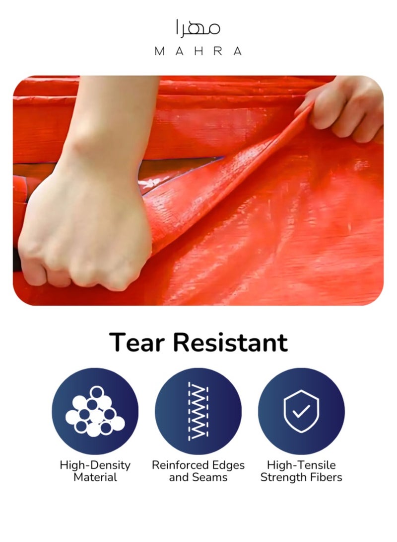 Orange Tarpaulin | 9 x 9 Ft | Durable All-Weather Protection | Sunlight-Resistant | Flame-Retardant | Strengthened Poly Material | Versatile for Tents, Building Sites, Landscaping, Water Protection, Exterior Applications - Image 5