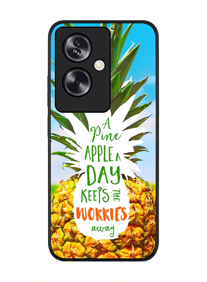 Stylizedd Rugged Black Edge Case for Oppo A79 5G, Slim fit Soft Case Flexible Rubber Edges Anti Drop TPU Gel Thin Cover - Pineapple A Day - Image 1