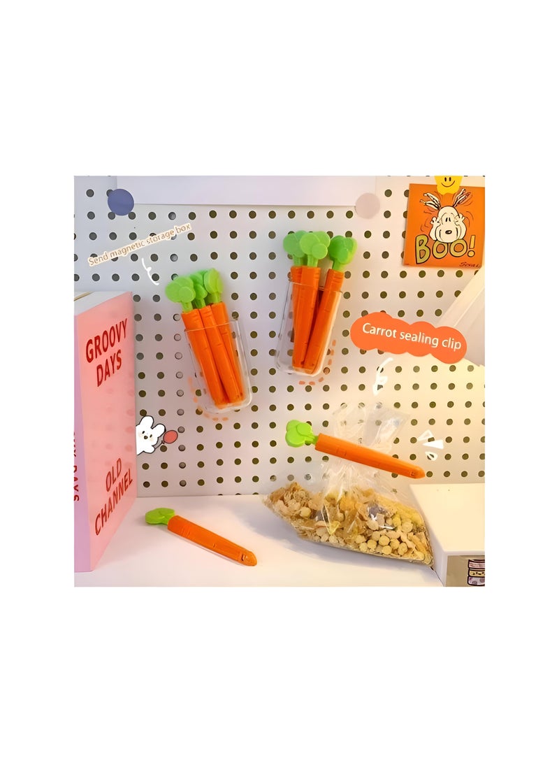 Set Of 5 Food Snack Bag Sealing Clips Featuring Carrot-Shaped Refrigerator Magnets For Versatile Kitchen Supplies And Decorative Refrigerator Solutions