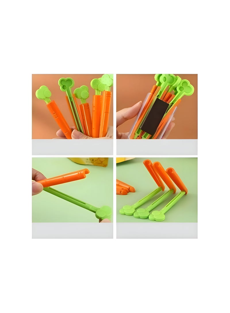 Set Of 5 Food Snack Bag Sealing Clips Featuring Carrot-Shaped Refrigerator Magnets For Versatile Kitchen Supplies And Decorative Refrigerator Solutions