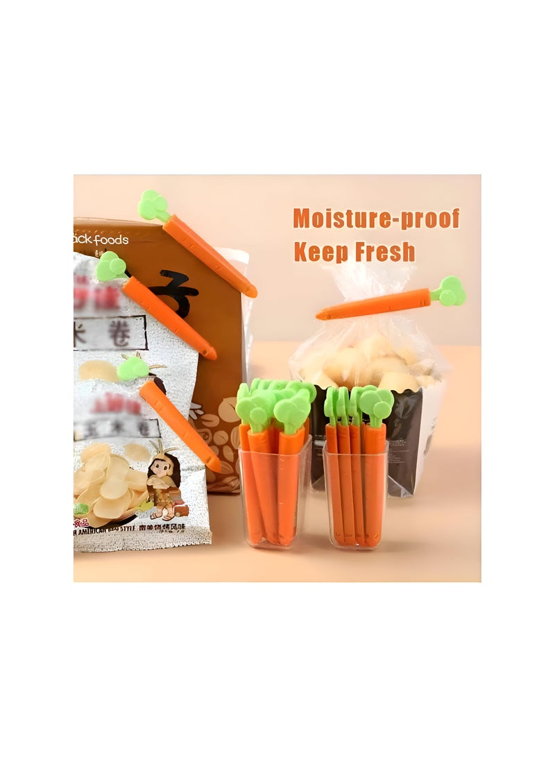 Set Of 5 Food Snack Bag Sealing Clips Featuring Carrot-Shaped Refrigerator Magnets For Versatile Kitchen Supplies And Decorative Refrigerator Solutions