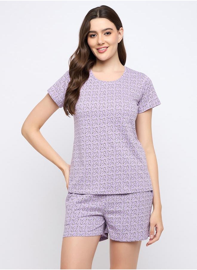 Printed Round Neck Top and Shorts Pyjama Set - pzsku/ZB663BB135BD285E72634Z/45/1741120029/dbd75183-2523-4729-b643-48e643852002