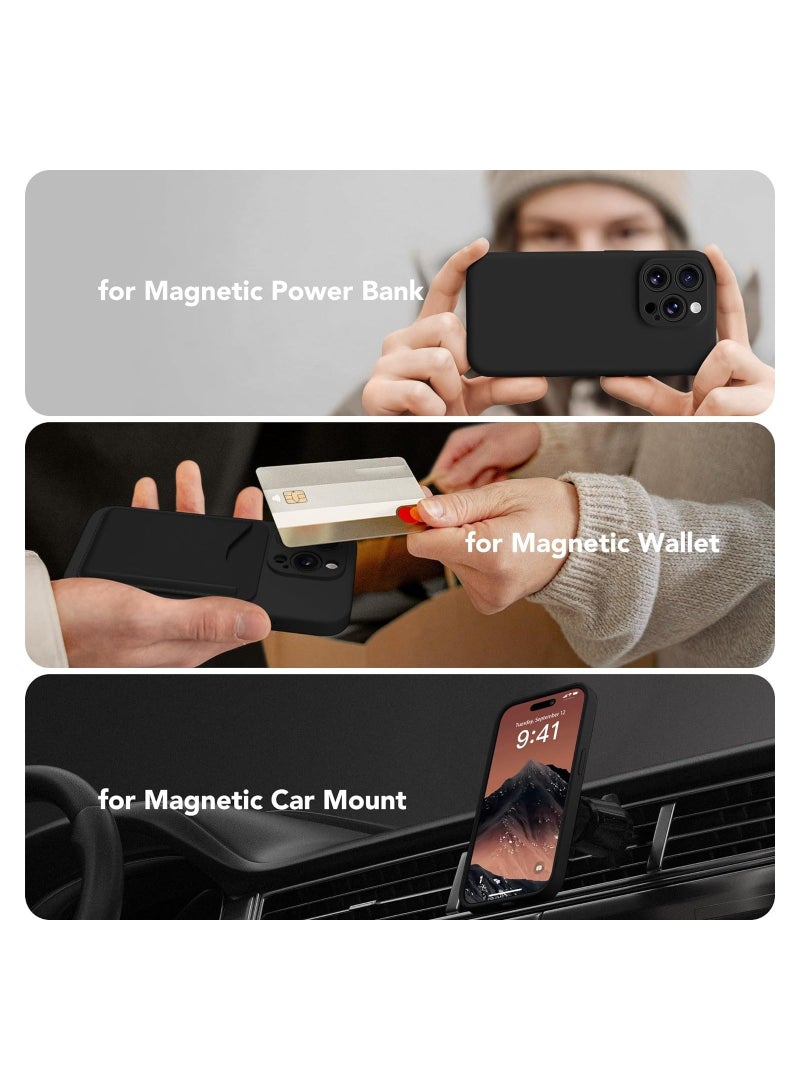 MUNTAQI Strong Magnetic for iPhone 15 Pro Max Case Silicone, Compatible with MagSafe, [Camera Protection][2X Screen Protectors]Slim Protective Phone Case, Soft Anti-Scratch Microfiber Lining, Black - Image 5