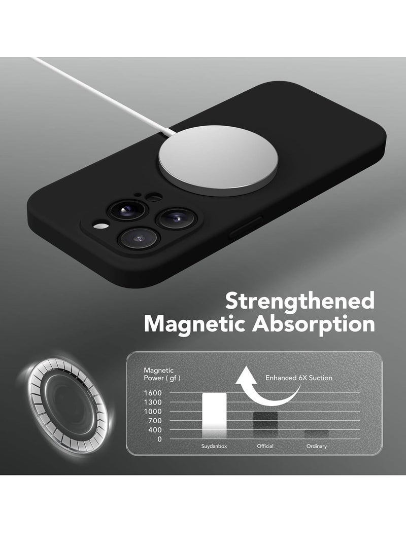 MUNTAQI Strong Magnetic for iPhone 15 Pro Max Case Silicone, Compatible with MagSafe, [Camera Protection][2X Screen Protectors]Slim Protective Phone Case, Soft Anti-Scratch Microfiber Lining, Black - Image 4