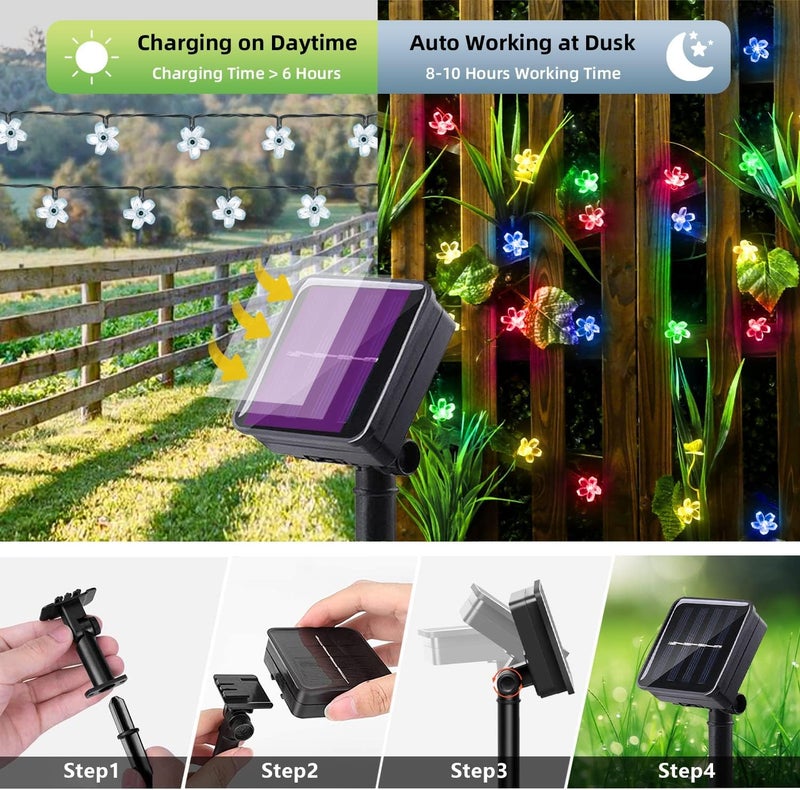 XERGY 30 LED Fairy String Solar Silicon Flower Outdoor/Indoor Waterproof Light, Decorations for Garden, Lawn, Wedding, Party (Multicolor) - Image 4