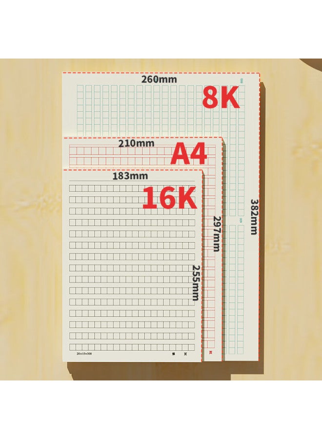 Simaa 800-Grid Composition Paper, Thickened Green Grid Writing Paper, Draft Paper, 8K/20 Sheets, 5-Pack Set, High School Student Study Essential - Image 4