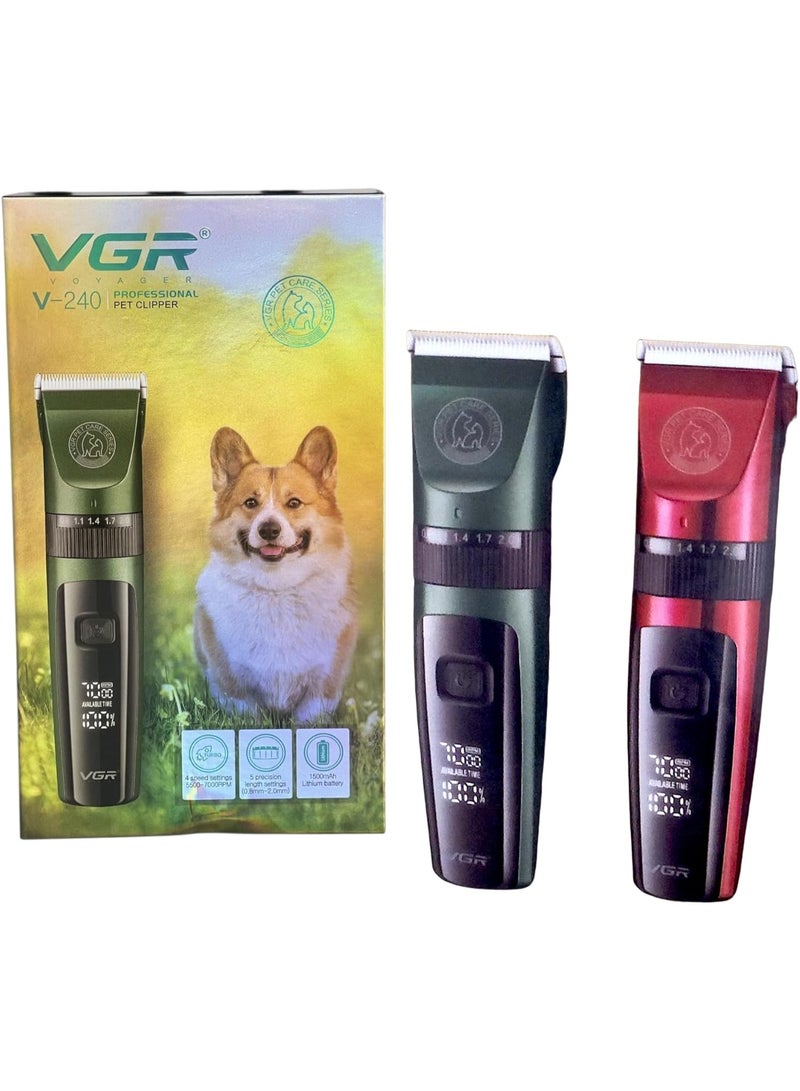 VGR V-240 Professional Pet Clipper - Dog & Cat Safe Rechargeable 1500mAh - Image 1