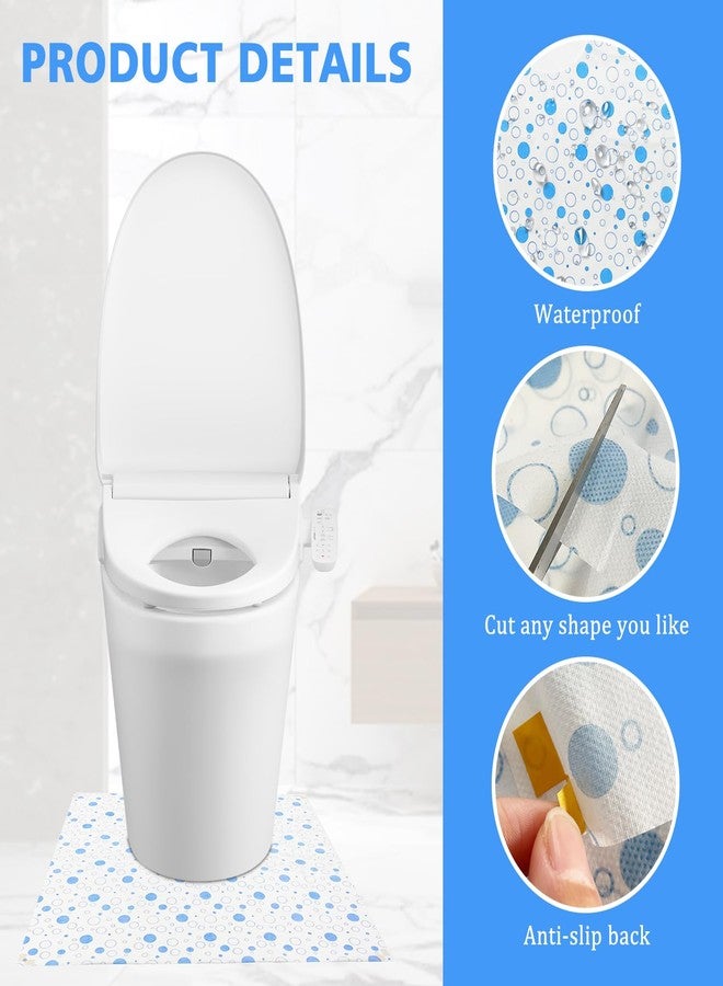 LAIAMER 50 Pack Disposable Toilet Mats Toilet Floor Protector from Urine U-Shape Toilet Training Rug Waterproof Non-Slip Bathroom Potty Training Mats Disposable Toilet Commode Mat for Children Adult(Blue Dot) - Image 2