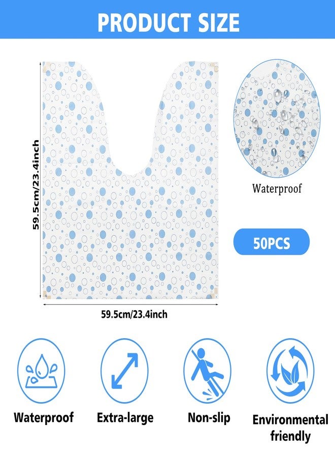 LAIAMER 50 Pack Disposable Toilet Mats Toilet Floor Protector from Urine U-Shape Toilet Training Rug Waterproof Non-Slip Bathroom Potty Training Mats Disposable Toilet Commode Mat for Children Adult(Blue Dot) - Image 3