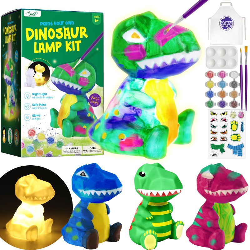 LAOESE Paint Your Own Dinosaur Lamp Kit Art Supplies Kids Paint Set Arts and Crafts for Kids Ages 812 Dinosaur Toys Girls Boys Birthday Easter Gifts for Kids Ages 3 4 5 6 7 8 9 10 11 12 - Image 2