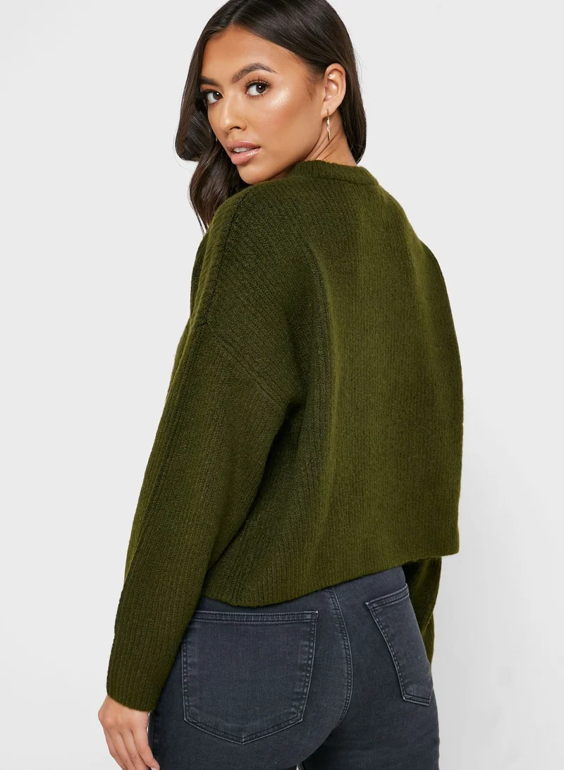 Topshop Petite Cable Knit Cropped Sweater