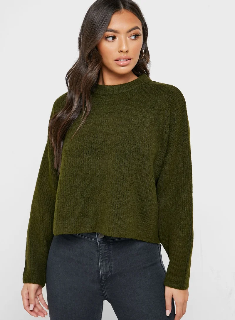 Topshop Petite Cable Knit Cropped Sweater