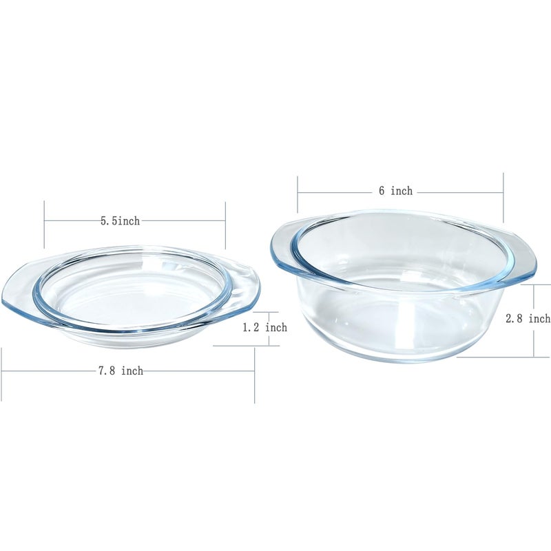 VIPHIEC Small 1-QT Round Tempered Glass Casserole Dish with Lid, Mini Clear Glass Casserole Bowl with Glass Lid - Image 3